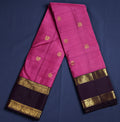 Pure Kancheepuram Handloom Silk Saree - Onion pink with Brown Border