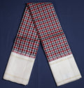 Pure Kancheepuram Handloom Silk Saree - Red, white and black Checks with off-white border
