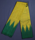 Pure Kancheepuram Handloom Silk Saree - Mustard Yellow with emerald green temple borders