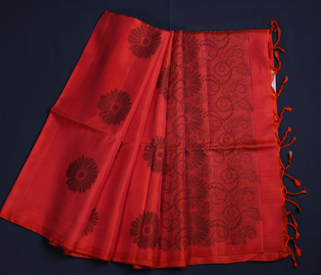 Pure Kancheepuram Handloom Soft Silk Saree – Borderless
