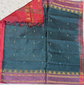 Pure Banana Pith Saree - Teal with rani Pink (With Blouse)