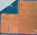 Pure Banana Pith Borderless Saree - Orange with Royal Blue (With Blouse)