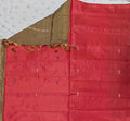 Pure Banana Pith Borderless Saree -Red with Mustard (With Blouse)