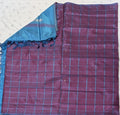 Pure Banana Pith Borderless Checks Saree - Purple with Royal Blue (With Blouse)