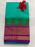 Pure Ilkal Silk Saree - Rexona Green with Purple